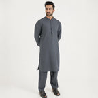 Premium Bright Grey Traditional Outfit – 4 Meters, Unstitched, Wash & Wear