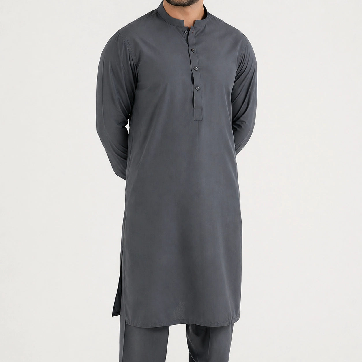 Premium Bright Grey Traditional Outfit – 4 Meters, Unstitched, Wash & Wear
