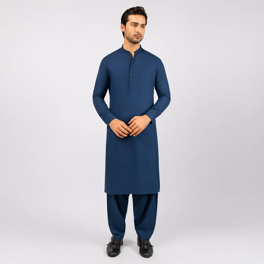 Chathams Blue Premium Wash n Wear Unstitched Fabric – 4 Meter Comfortable Suit