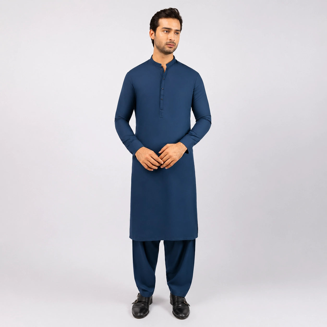 Chathams Blue Premium Wash n Wear Unstitched Fabric – 4 Meter Comfortable Suit