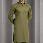 Premium Wash & Wear Fabric – 4m, Instiched, Olive Green
